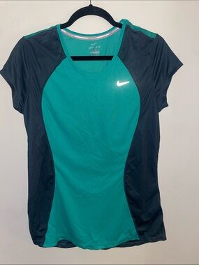 Nike Teal and Black Dri-FIT Short Sleeve Athletic Tee